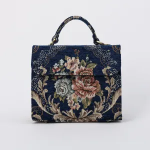 Floral Blue Flap Satchel