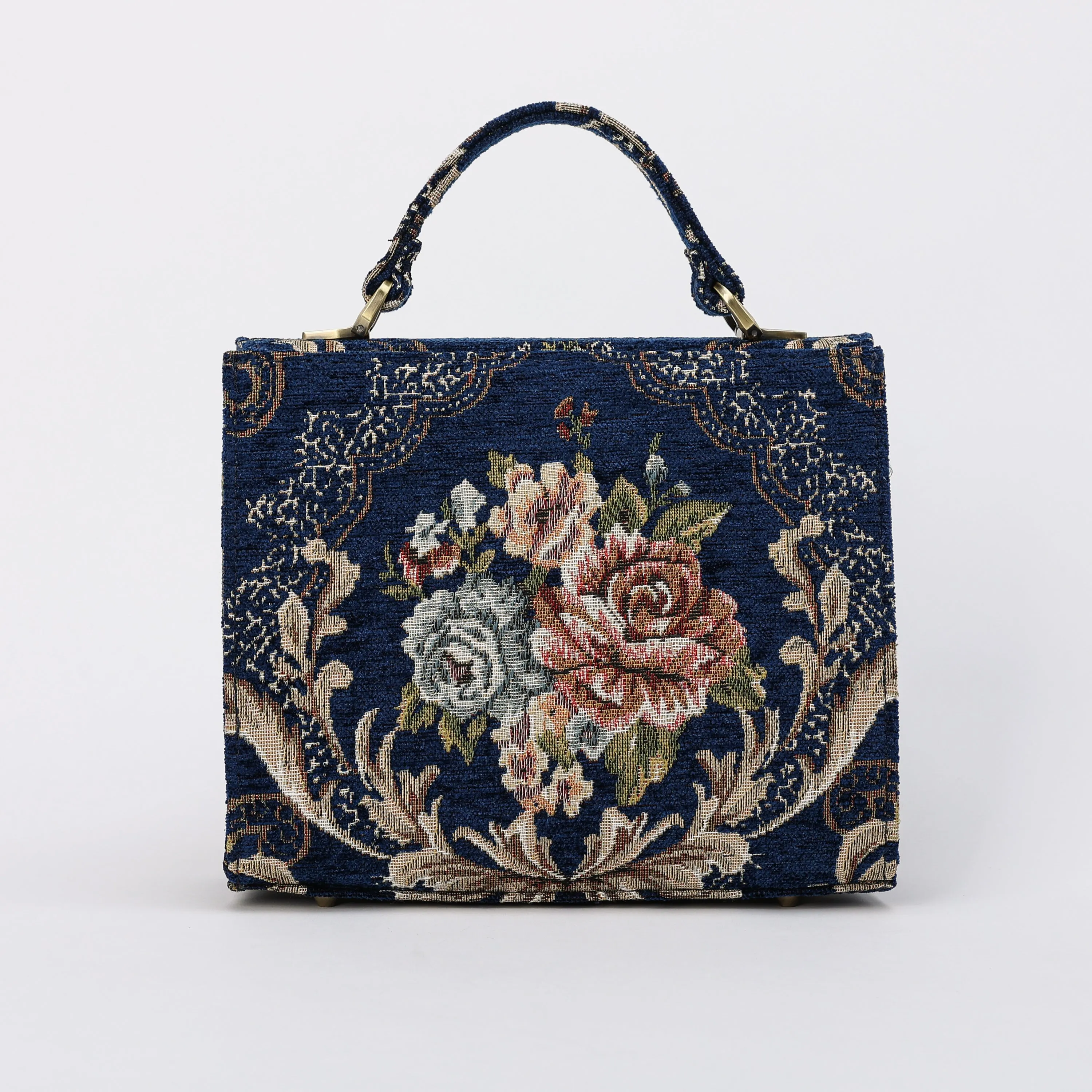 Floral Blue Flap Satchel