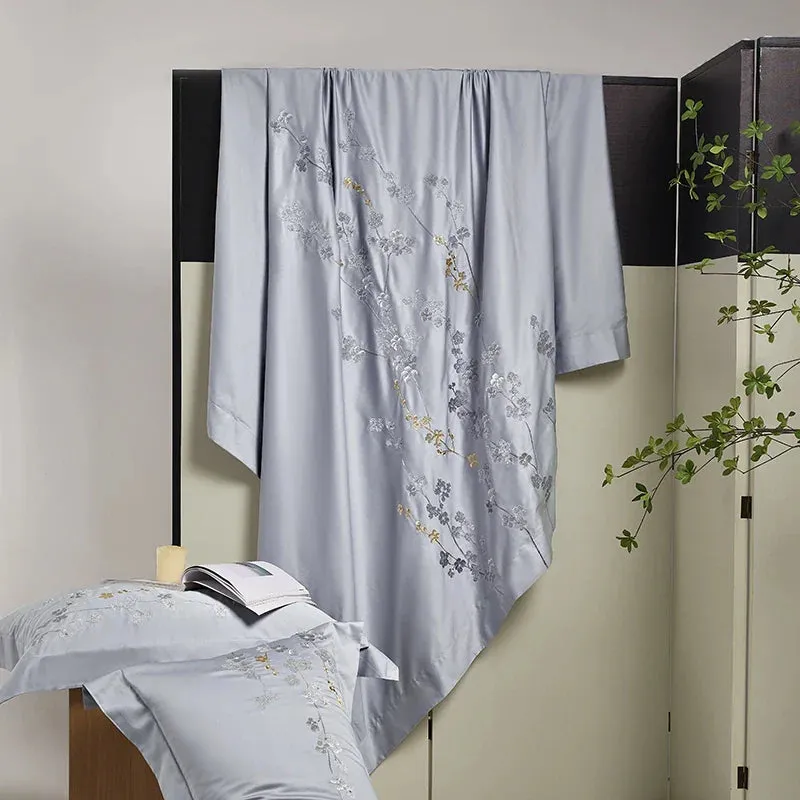 Flytonn-1000TC Egyptian Cotton Flowers Embroidery Bedding Set 200x230cm/220x240cm Duvet Cover Set Bed Sheet Pillowcases Home Textiles