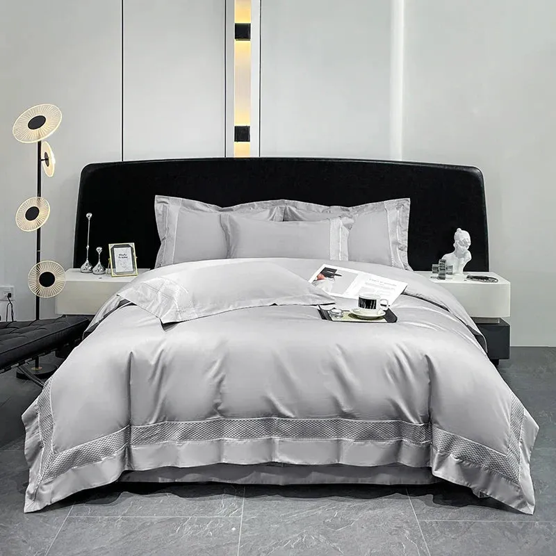Flytonn-1000TC Egyptian Cotton Luxury Embroidery Bedding Set Duvet Cover Set Soft Silky Quilt Cover Bed Sheet Or Fitted Sheet Pillowcase