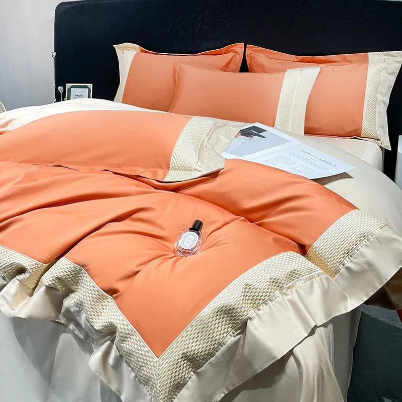 Flytonn-1000TC Egyptian Cotton Luxury Embroidery Bedding Set Duvet Cover Set Soft Silky Quilt Cover Bed Sheet Or Fitted Sheet Pillowcase