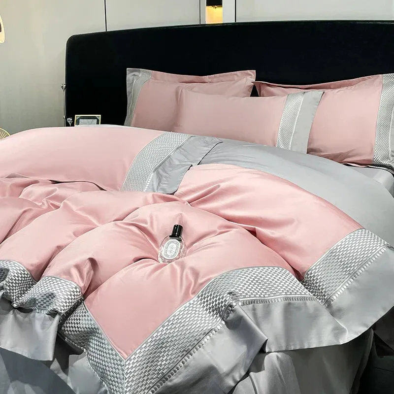 Flytonn-1000TC Egyptian Cotton Luxury Embroidery Bedding Set Duvet Cover Set Soft Silky Quilt Cover Bed Sheet Or Fitted Sheet Pillowcase