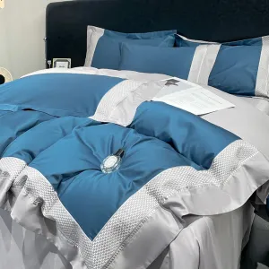 Flytonn-1000TC Egyptian Cotton Luxury Embroidery Bedding Set Duvet Cover Set Soft Silky Quilt Cover Bed Sheet Or Fitted Sheet Pillowcase