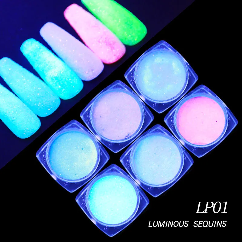 Glitter Laser Flakes Nail Art - Set 6pcs Jar