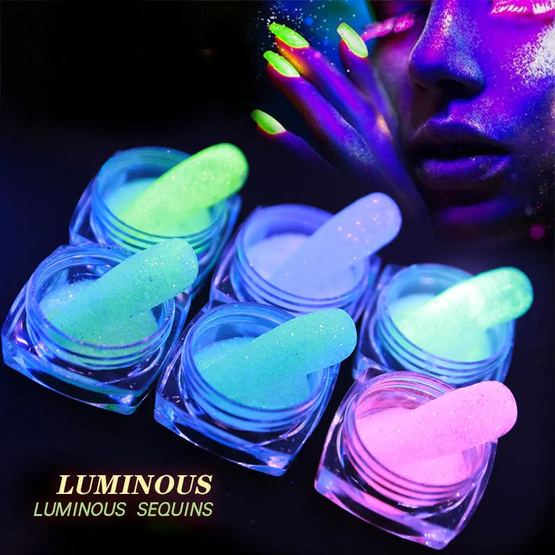 Glitter Laser Flakes Nail Art - Set 6pcs Jar