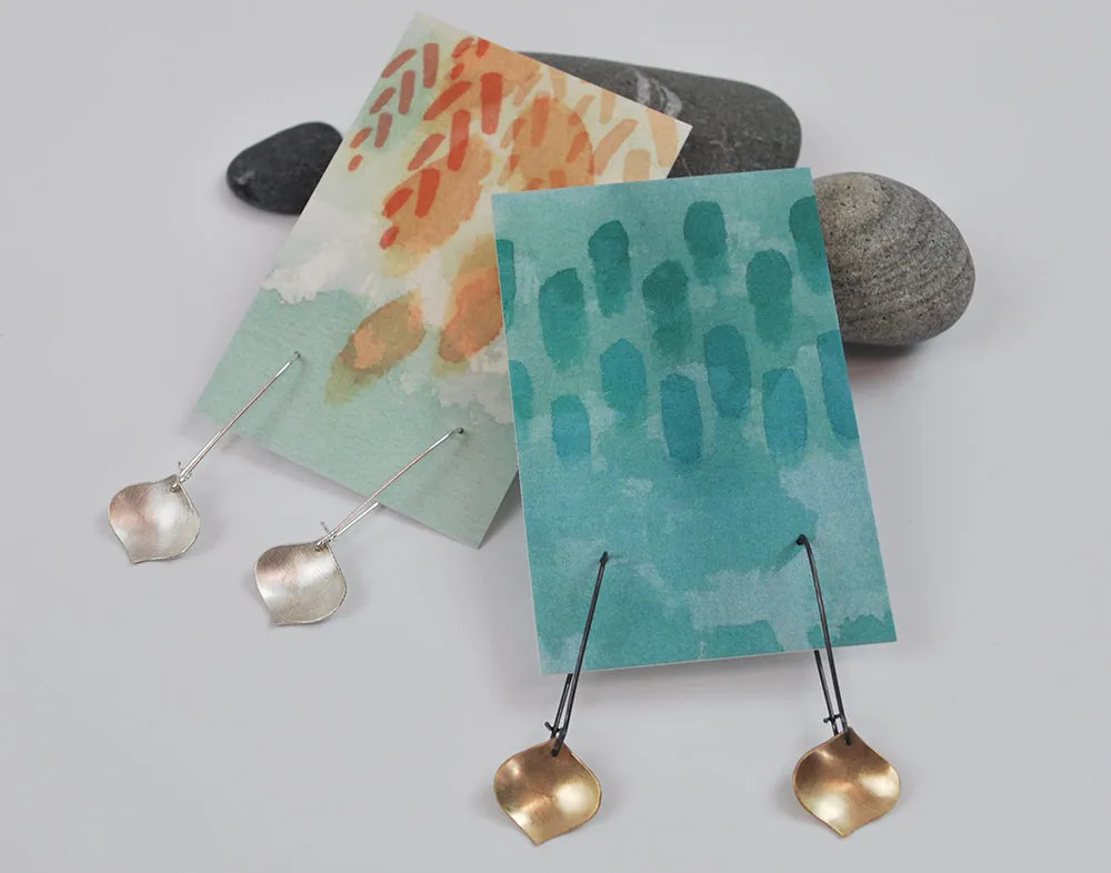 Golden Onion Earring--Brushed Gold Filled Metal on Oxidized Silver Kidney Earwires