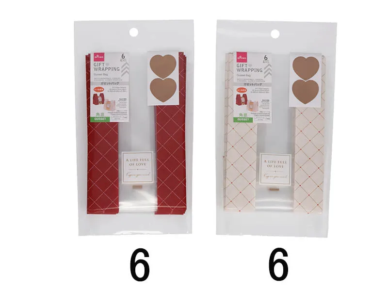 Gusset Bag - Heart - 6pcs - 6.49in X 3.93in X 2.36in - 16.5cm X 10cm X 6cm -