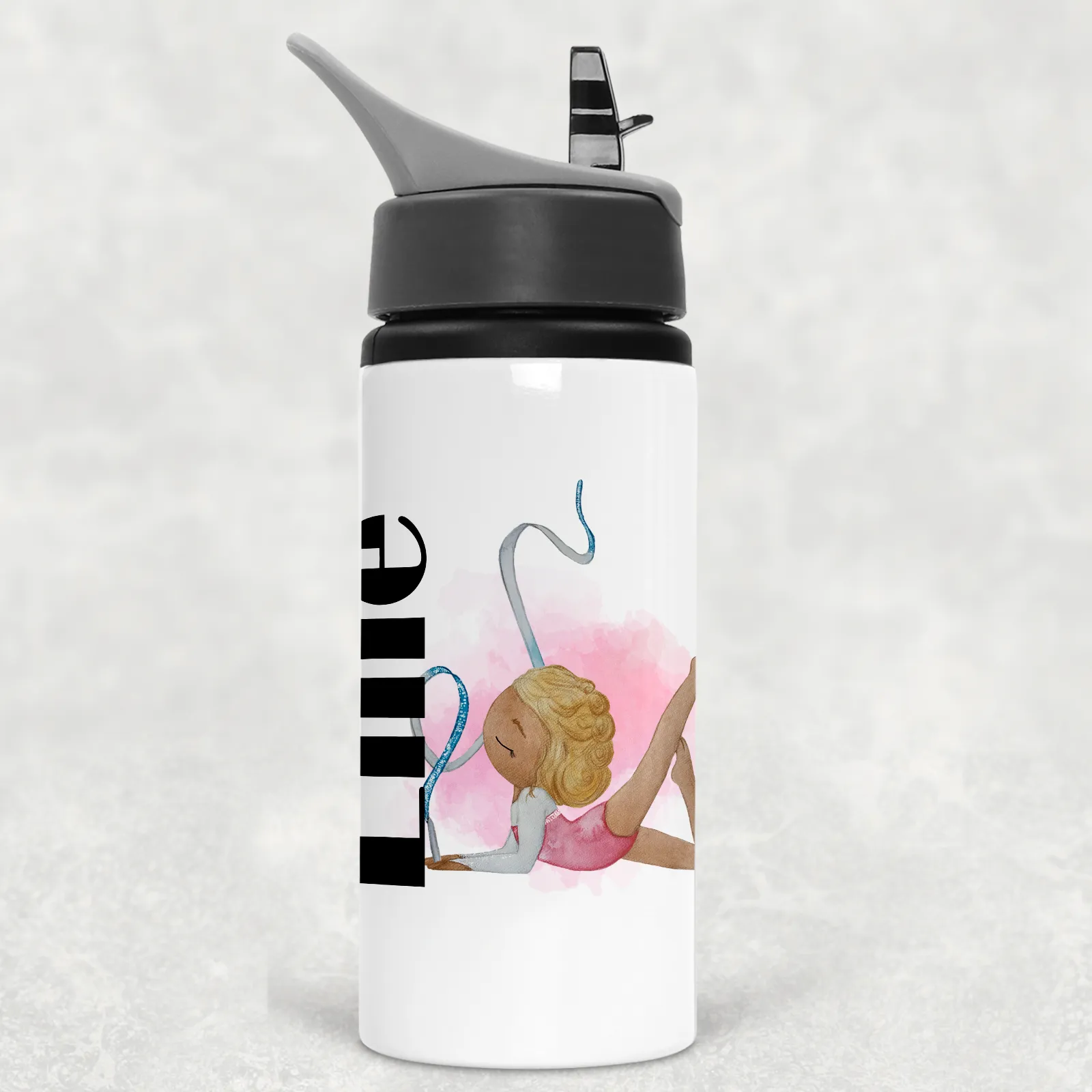 Gymnast Personalised Aluminium Straw Water Bottle 650ml