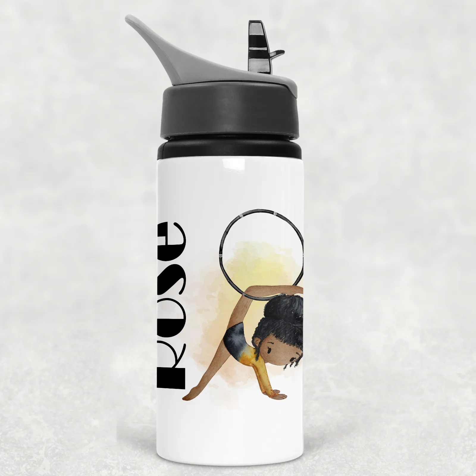 Gymnast Personalised Aluminium Straw Water Bottle 650ml