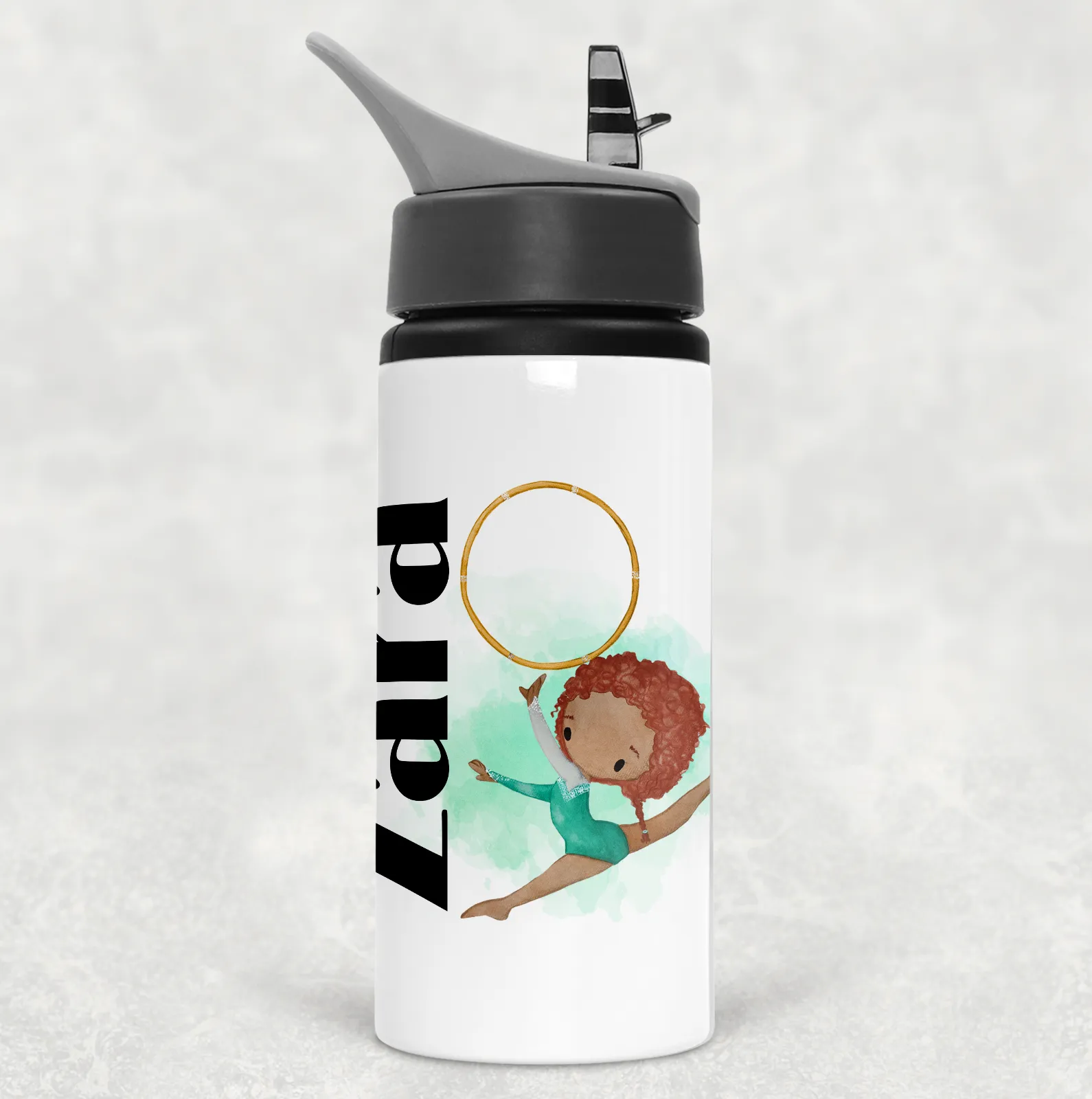 Gymnast Personalised Aluminium Straw Water Bottle 650ml