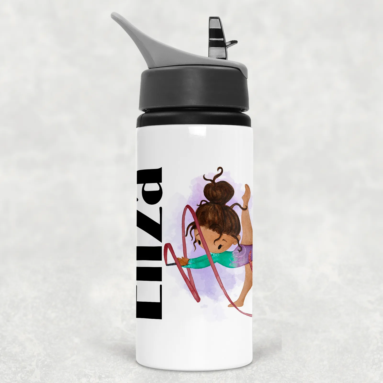 Gymnast Personalised Aluminium Straw Water Bottle 650ml
