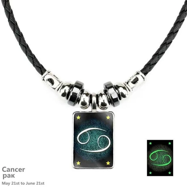 Handmade Luminous Leather Constellation Necklace