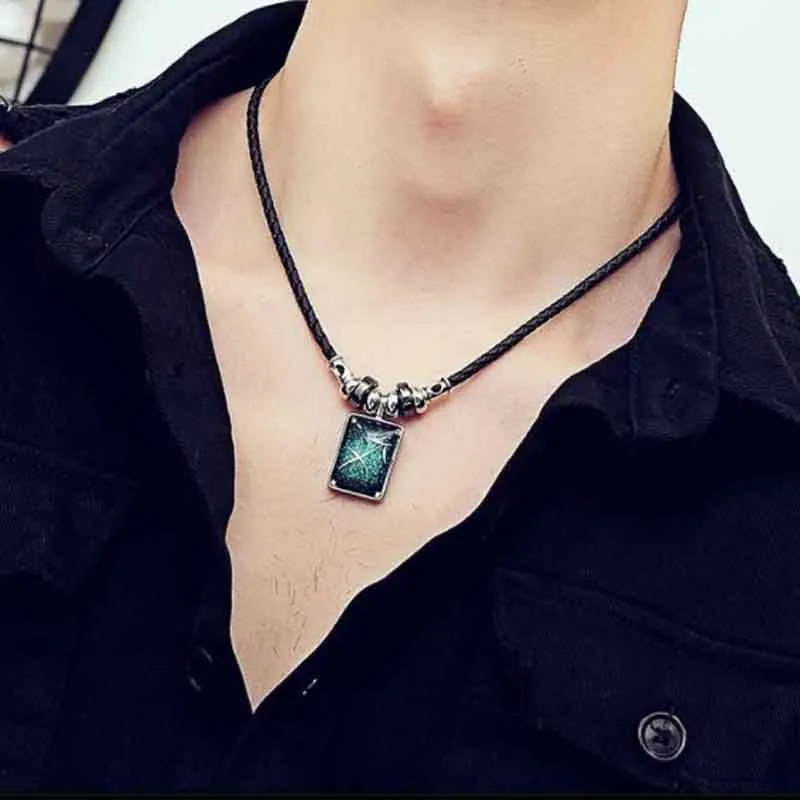 Handmade Luminous Leather Constellation Necklace