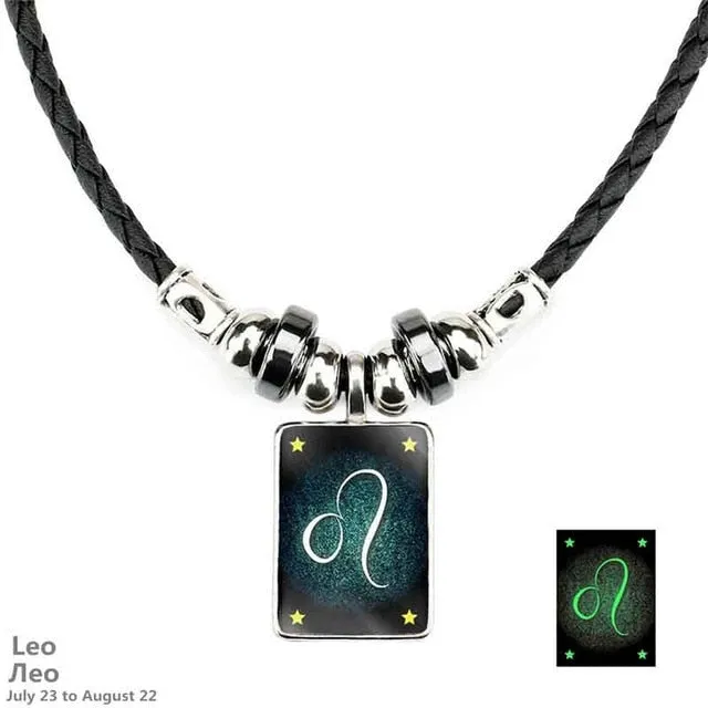 Handmade Luminous Leather Constellation Necklace