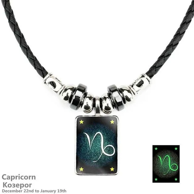 Handmade Luminous Leather Constellation Necklace