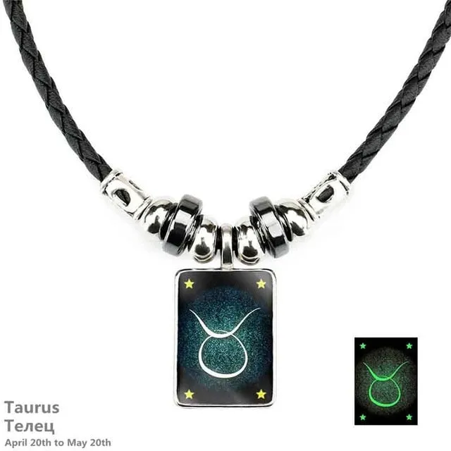 Handmade Luminous Leather Constellation Necklace