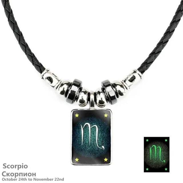 Handmade Luminous Leather Constellation Necklace