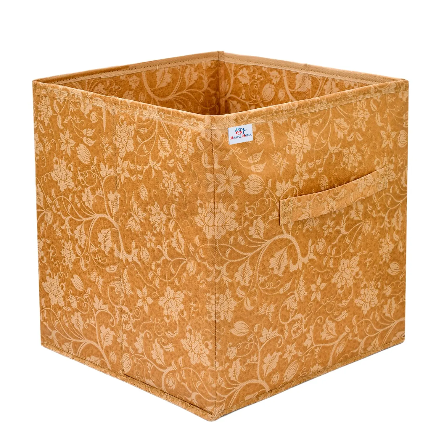 Heart Home Metalic Printed Multi-Utility Organizer, Storage box, Closet For Clothes, Toys With Handle- Pack of 3 (Brown)-HS43HEARTH26209