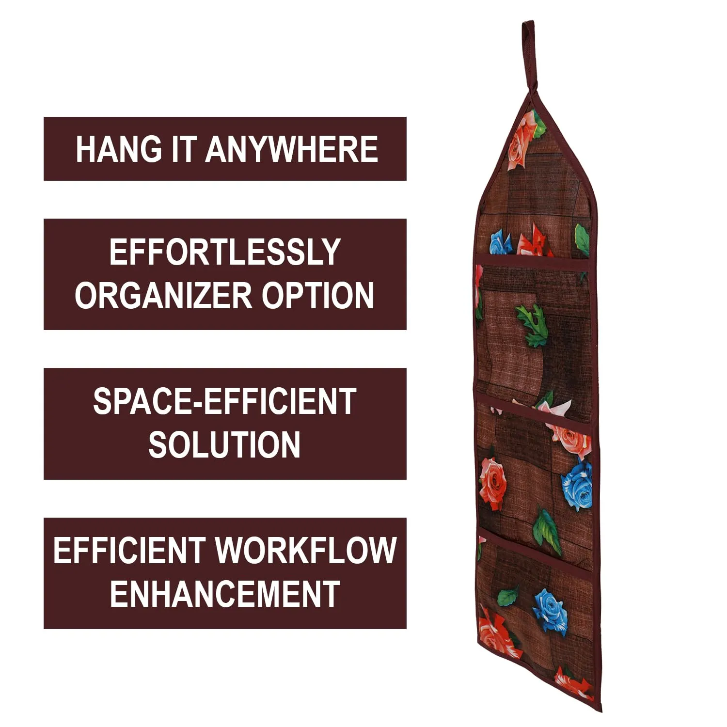 Heart Home Paper Holder | Foldable Hanging Organizer | PVC Gulab Document Holder | Wall Hanging Organizer with 3 Pocket | Pack of 2 | Maroon