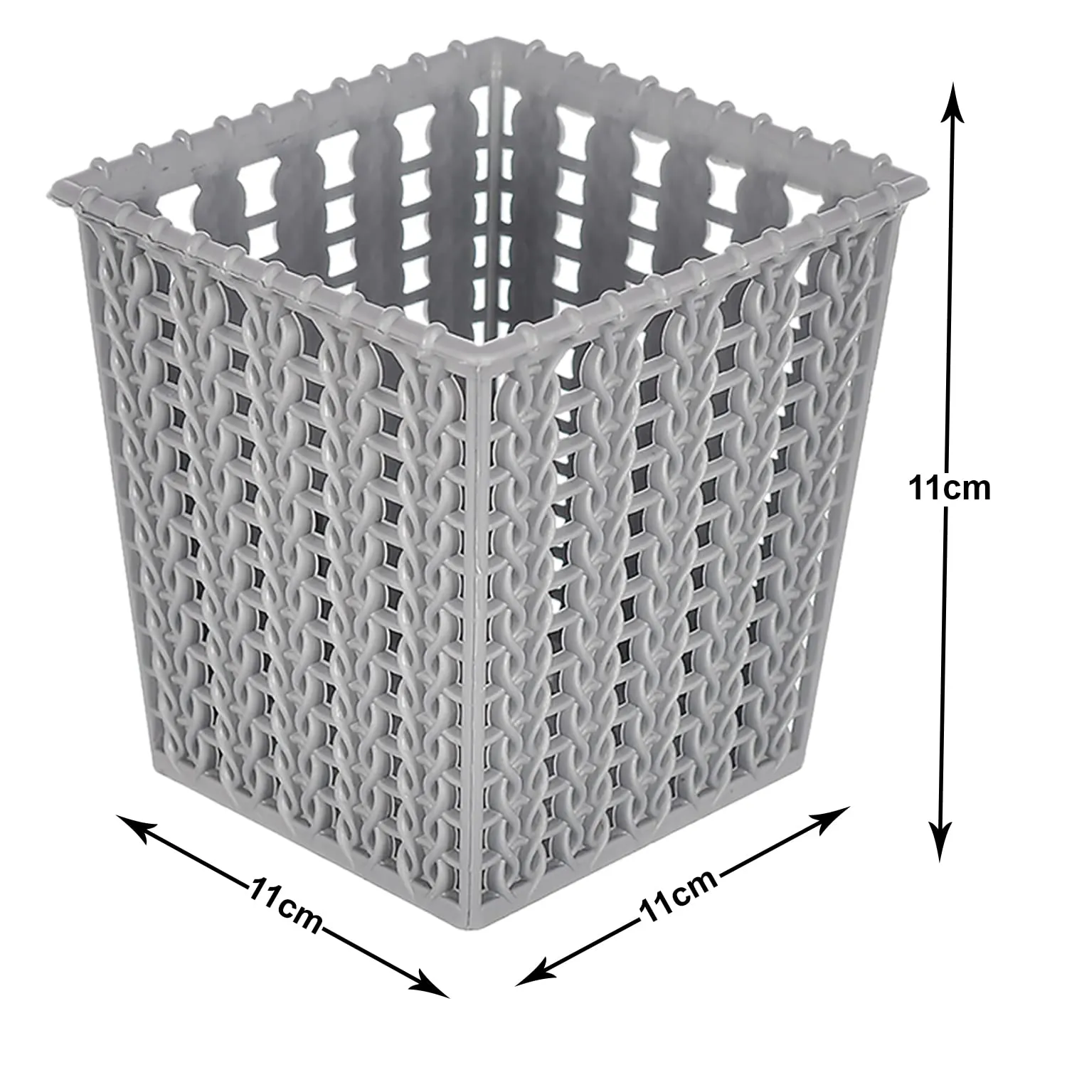 Heart Home Square Shape M 5 Multipurpose Plastic Holder/Organizer for Kitchen, Bathroom, Office, Living Room - Pack of 4 (Grey)-46HH0450