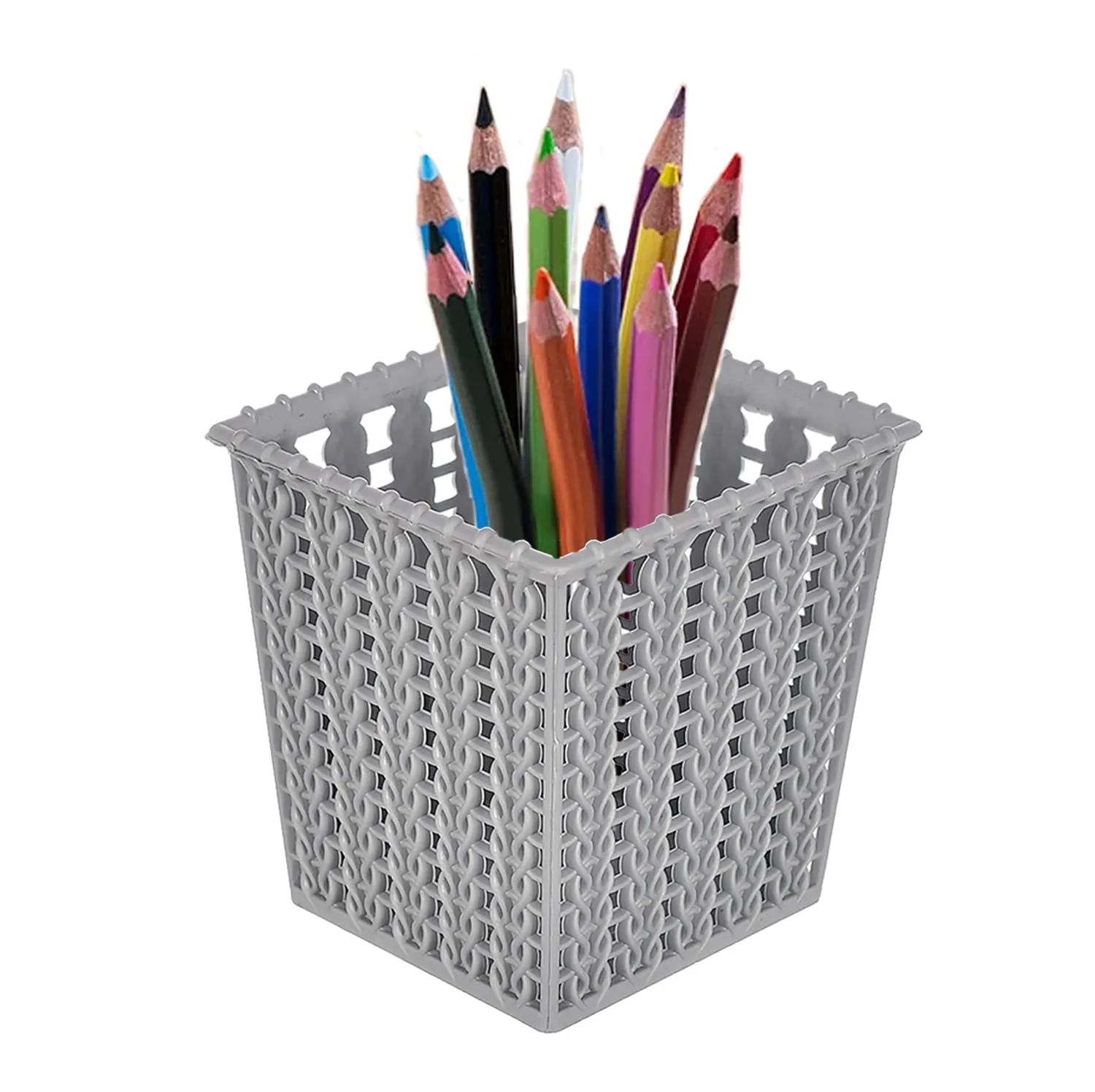 Heart Home Square Shape M 5 Multipurpose Plastic Holder/Organizer for Kitchen, Bathroom, Office, Living Room - Pack of 4 (Grey)-46HH0450