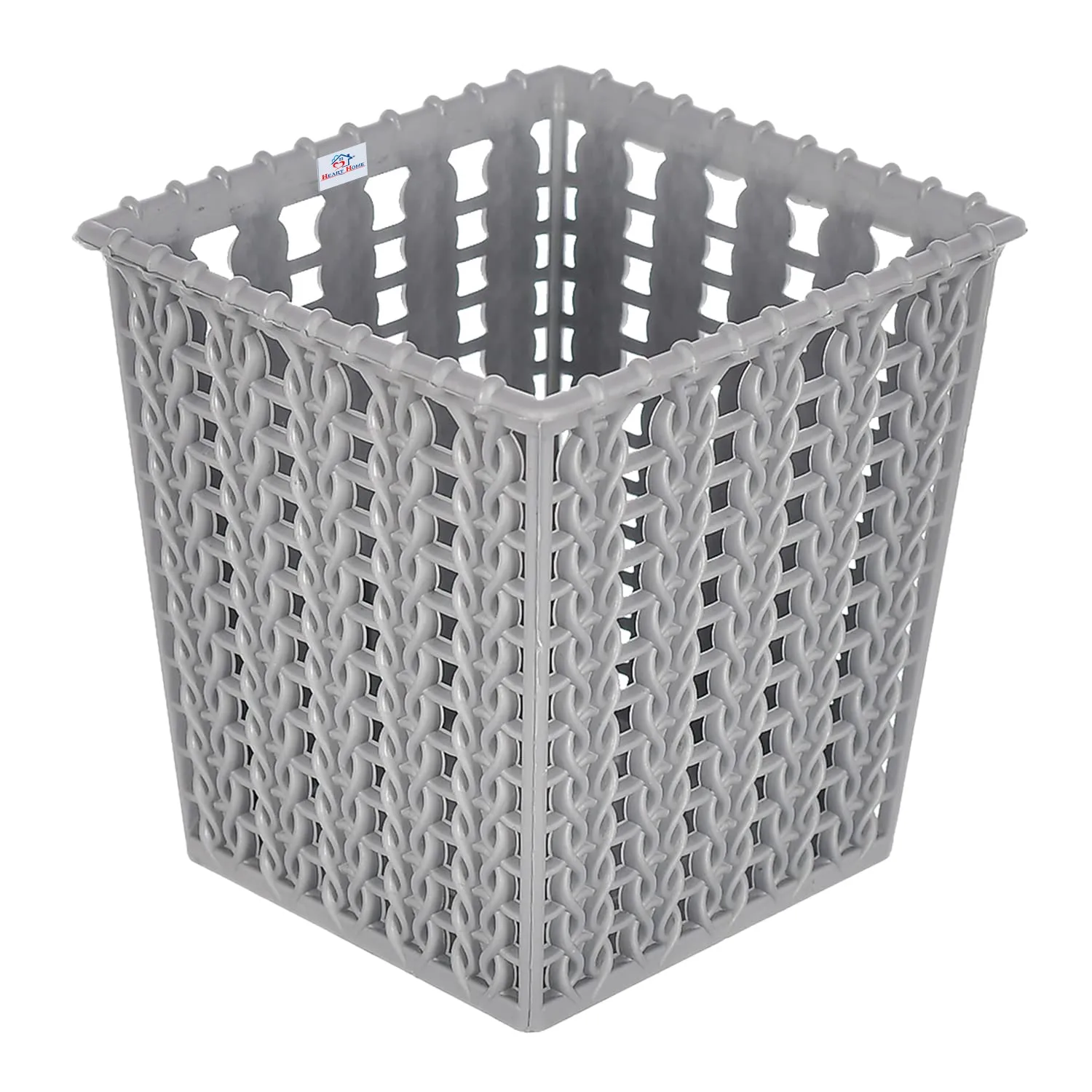 Heart Home Square Shape M 5 Multipurpose Plastic Holder/Organizer for Kitchen, Bathroom, Office, Living Room - Pack of 4 (Grey)-46HH0450