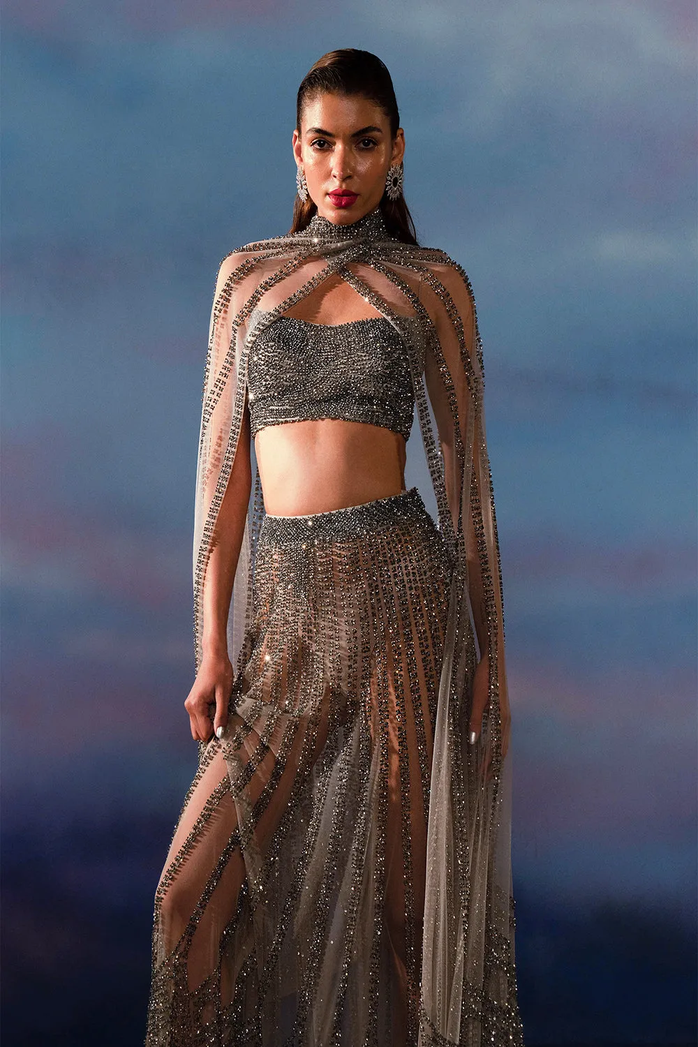 Hematite Metallic Lehenga Set