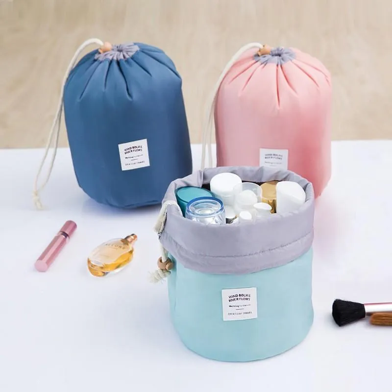 High Quality Waterproof Barrel Travel Cosmetic Bag Cosmetic Bag Nylon Wash Bag Dressing Box Storage Bag Large Capacity