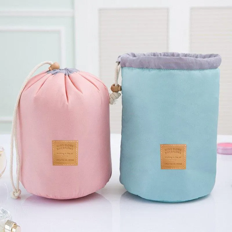 High Quality Waterproof Barrel Travel Cosmetic Bag Cosmetic Bag Nylon Wash Bag Dressing Box Storage Bag Large Capacity