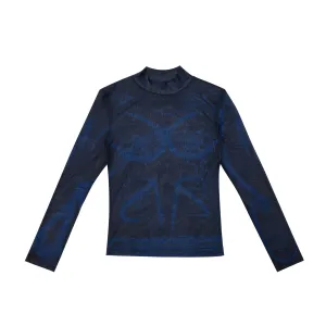 High Street Printing Long Sleeved T-shirt Long Design High Neck New Fashion Contrast Color Male Tops Undershirt 24E1283