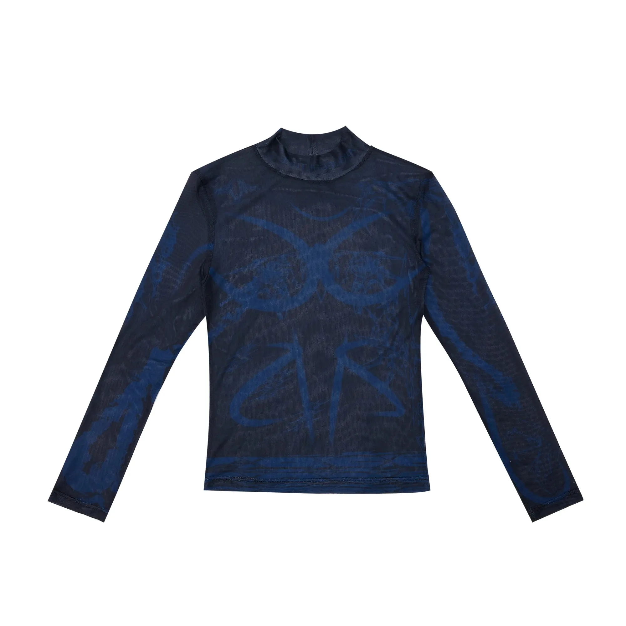 High Street Printing Long Sleeved T-shirt Long Design High Neck New Fashion Contrast Color Male Tops Undershirt 24E1283