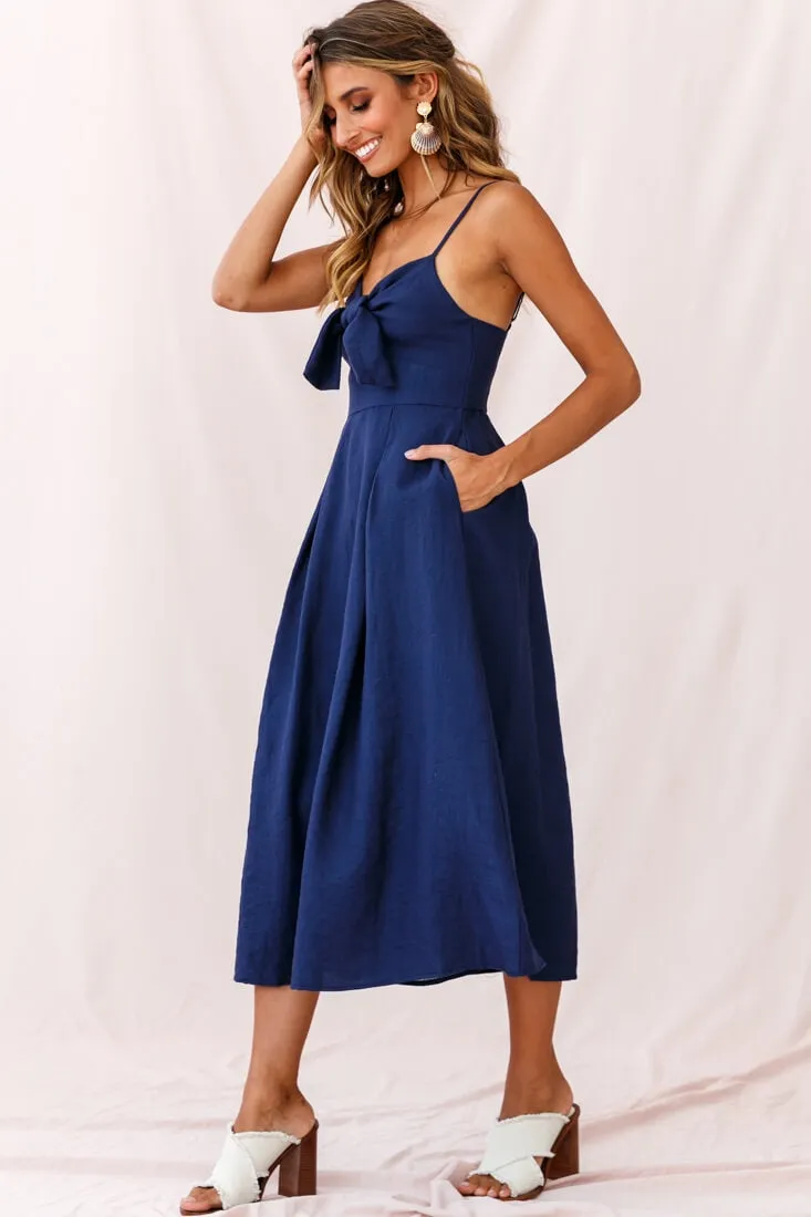 Hope Tie-Knot Bust Midi Dress Navy
