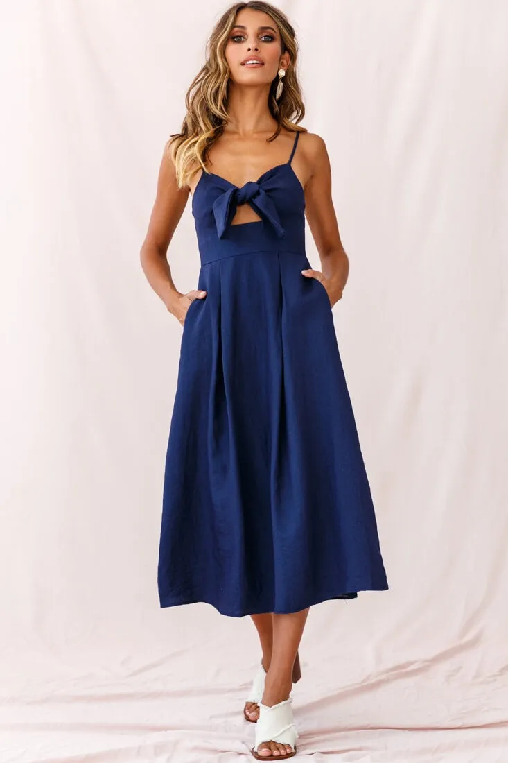 Hope Tie-Knot Bust Midi Dress Navy