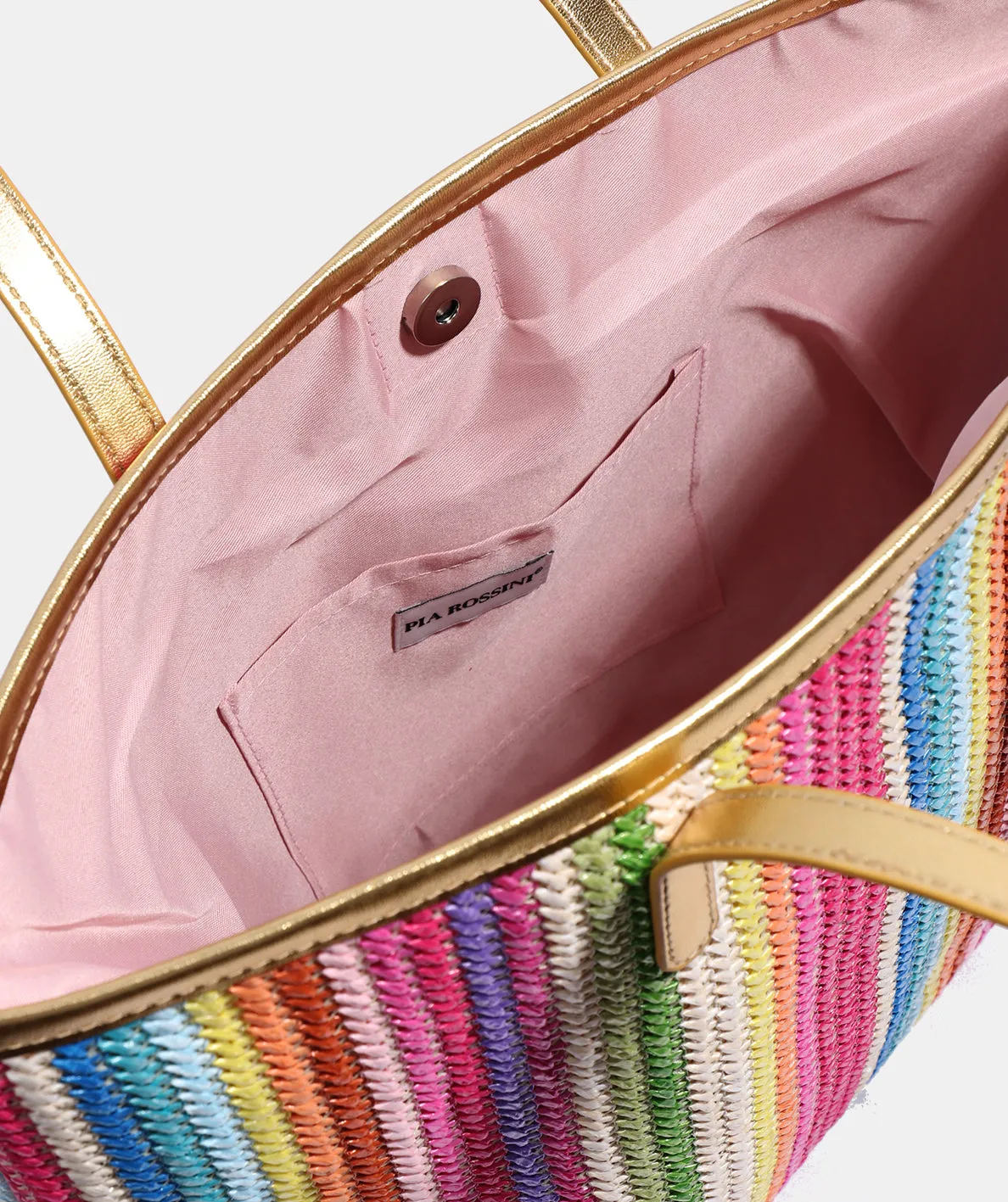 Hot Pink Beach Bag with Gold Handles and Stud Lock