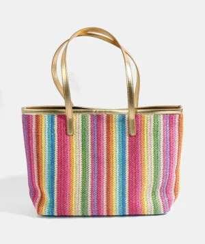 Hot Pink Beach Bag with Gold Handles and Stud Lock