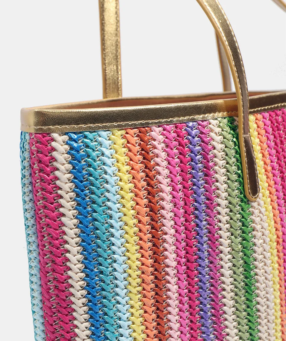 Hot Pink Beach Bag with Gold Handles and Stud Lock