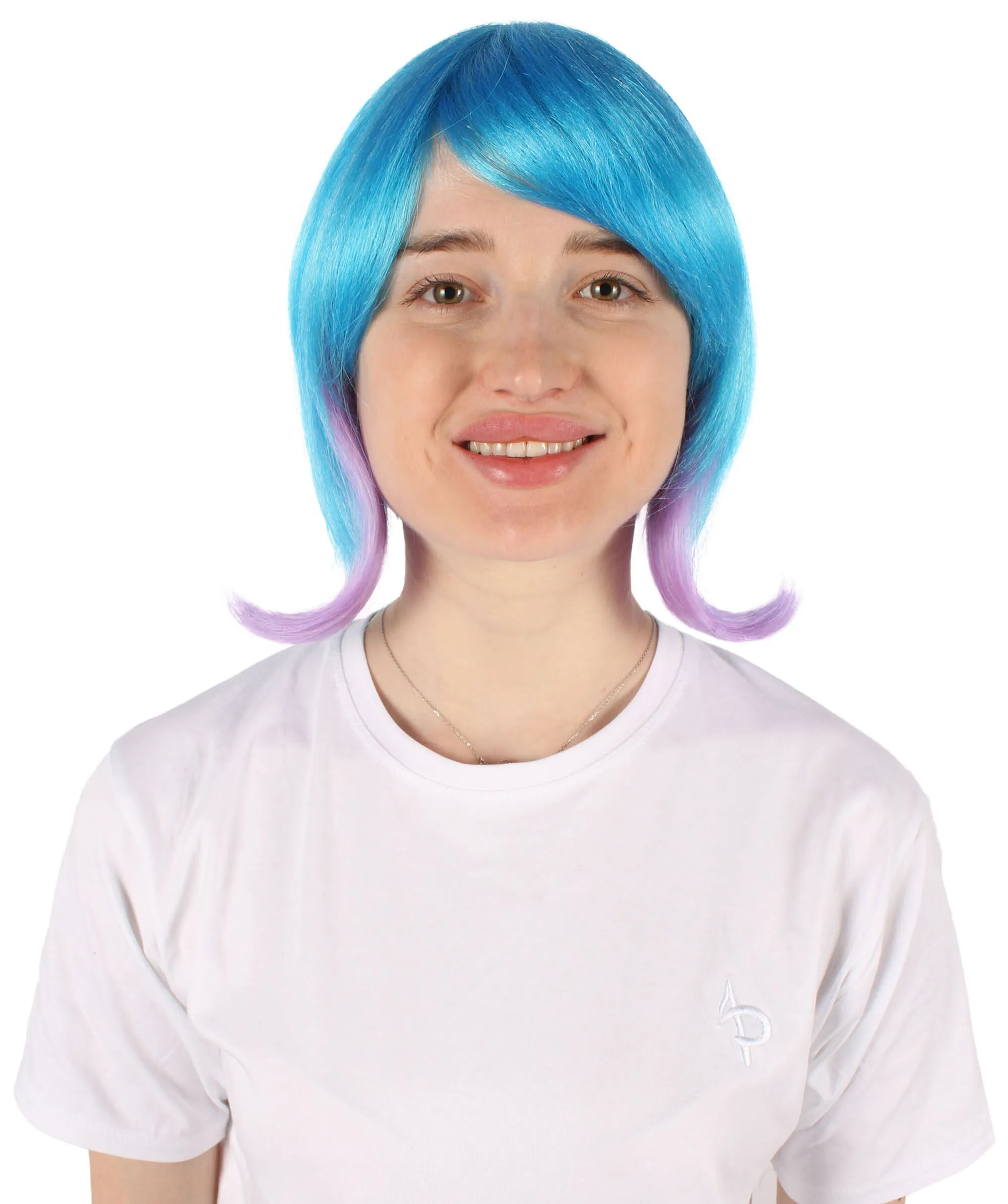 HPO Adult Women's Teal Purple Short Wavy Wig I Cosplay Wig I Flame-retardant Synthetic Fiber