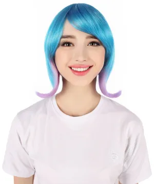 HPO Adult Women's Teal Purple Short Wavy Wig I Cosplay Wig I Flame-retardant Synthetic Fiber