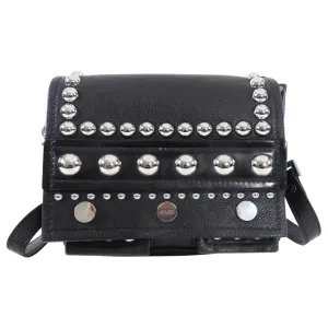 Kenzo Black Leather and Silver Stud Crossbody Bag