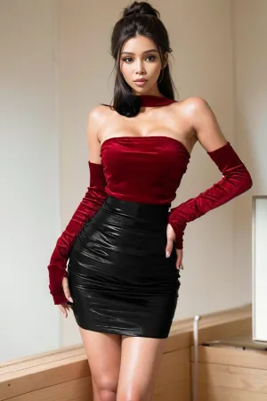 Kliou Color Contrast Patchwork Dress: Elegant Halterneck Style for Women