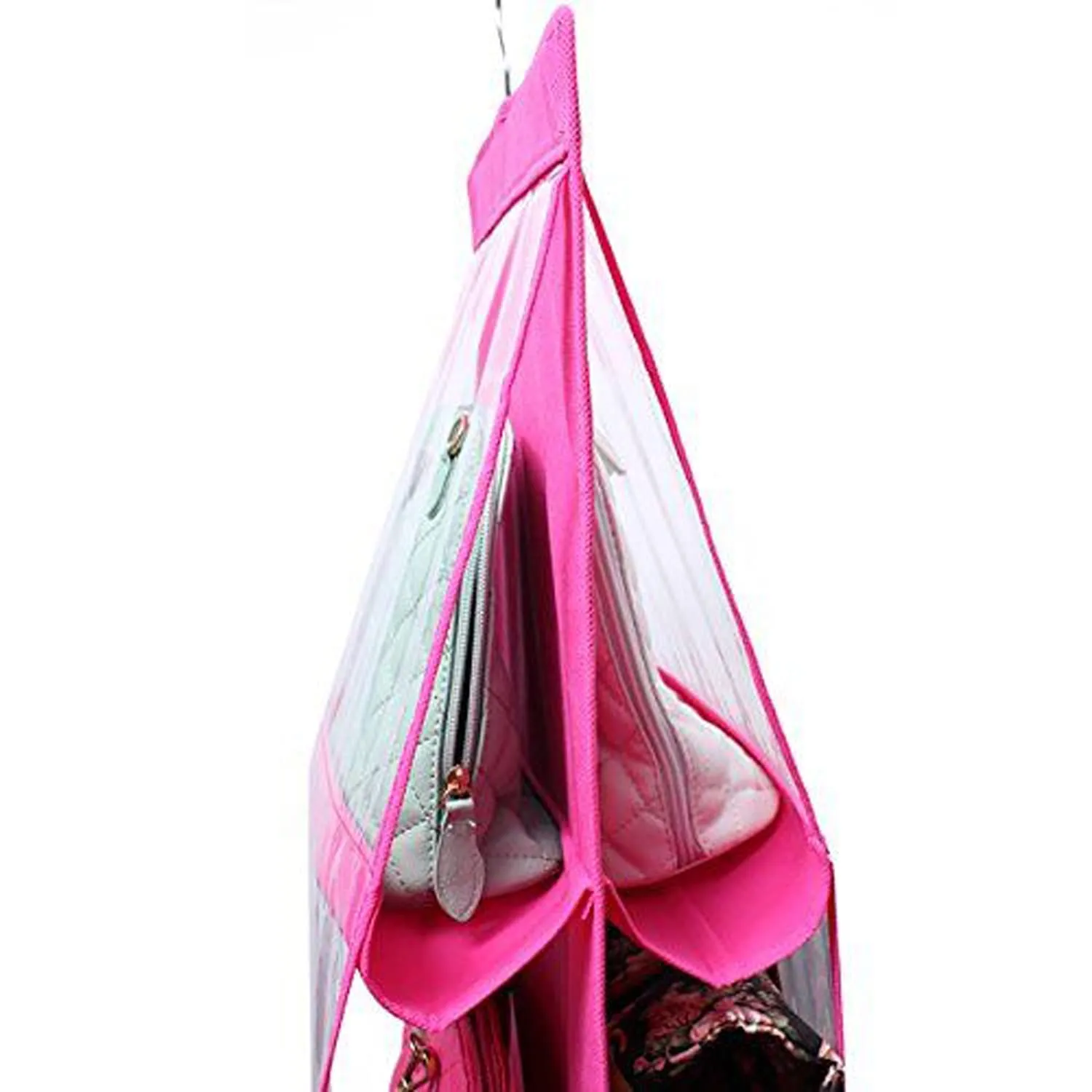 Kuber Industries Multiuses PVC Double Sided Hanging Organizer for Bedroom, Living Room (Pink)