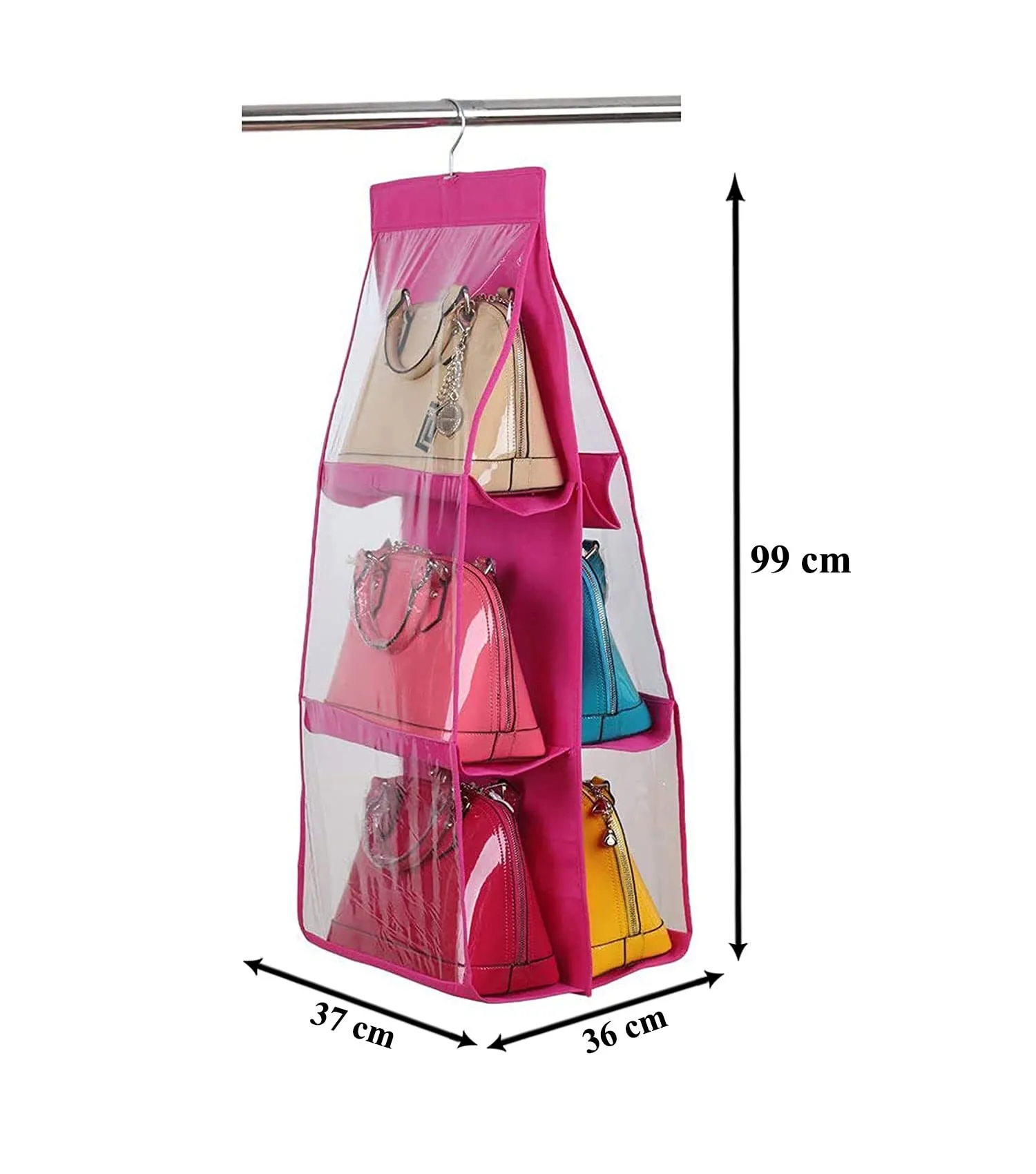 Kuber Industries Multiuses PVC Double Sided Hanging Organizer for Bedroom, Living Room (Pink)