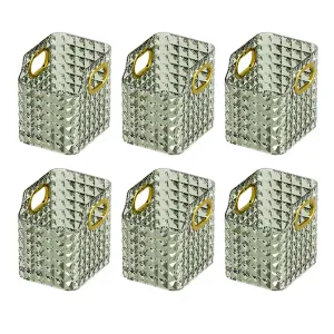 Kuber Industries Pack of 6 Makeup Desk Organizer | Diamond Cut Glass Finishing ABS | Multipurpose Cosmetic Organiser | large capacity | Skin Care Products Holder for Dressing Table | Dark Green