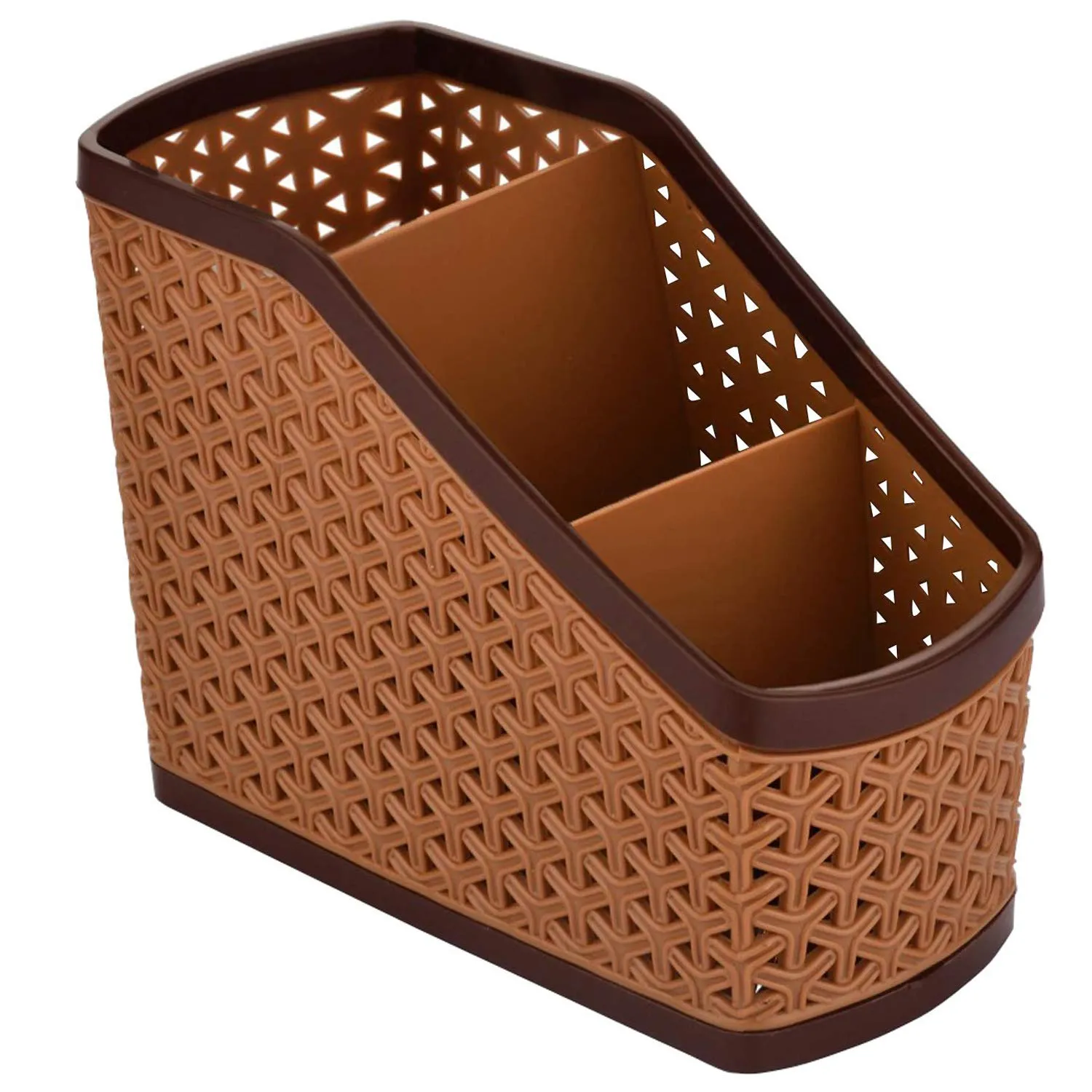 Kuber Industries Plastic Multi-Purpose Compact Desk Storage Organizer Stationary Box for Case Pen Pencil Holder, Plastic Cosmetics, Make Up Organizer Container (Beige)-KUBMART3229