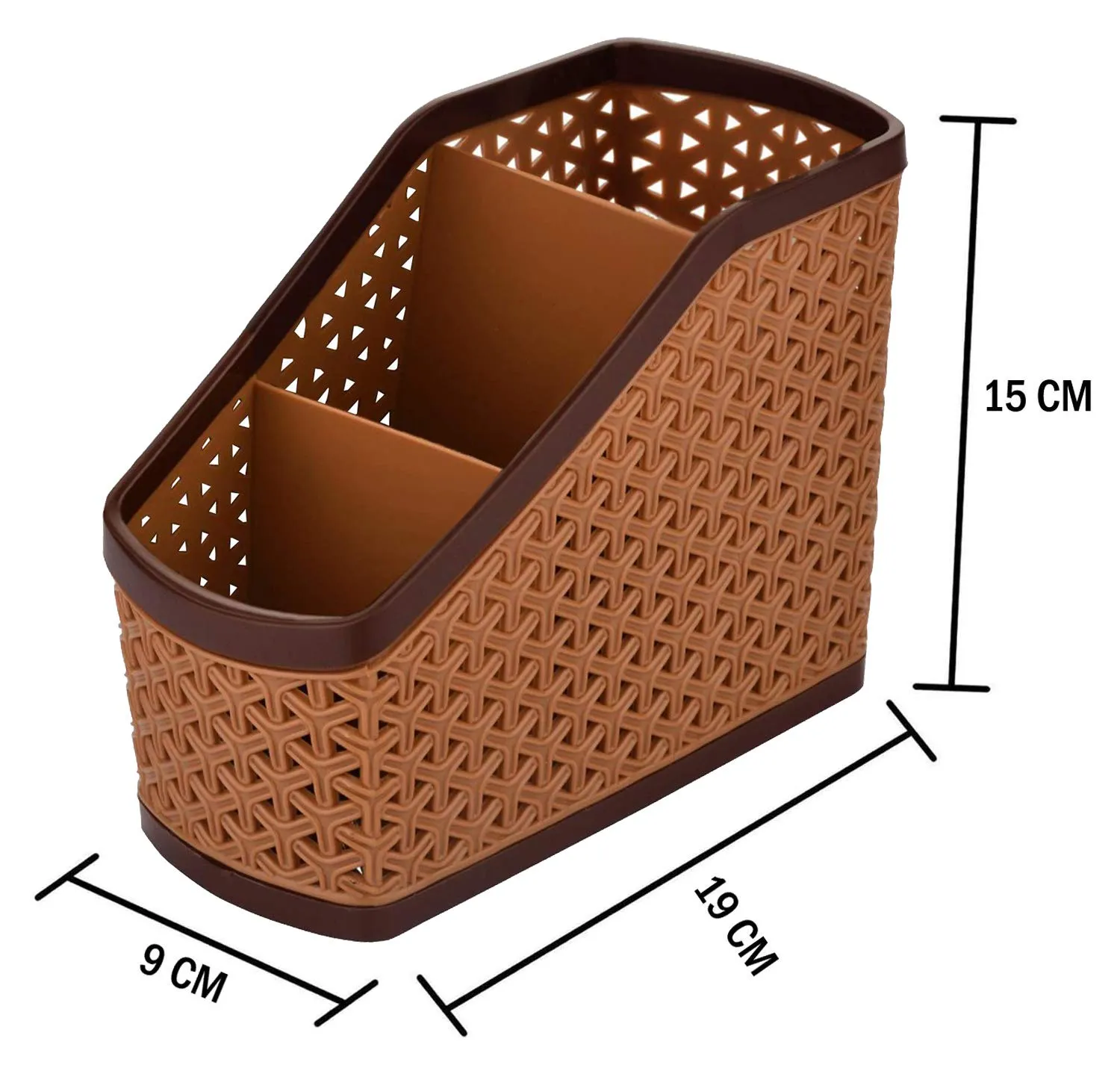 Kuber Industries Plastic Multi-Purpose Compact Desk Storage Organizer Stationary Box for Case Pen Pencil Holder, Plastic Cosmetics, Make Up Organizer Container (Beige)-KUBMART3229