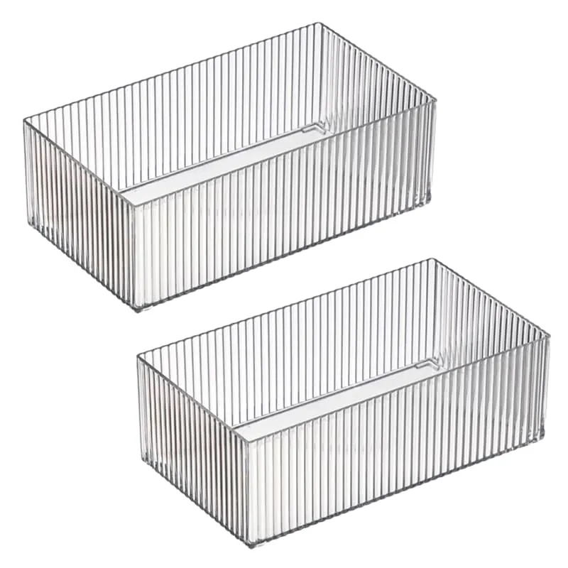 Kuber Industries Rectangular Cutlery/Cosmatic/Desk Organizer|Basket For Storage, Books, Toys-Pack of 2 (Transparent)