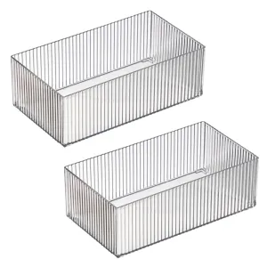 Kuber Industries Rectangular Cutlery/Cosmatic/Desk Organizer|Basket For Storage, Books, Toys-Pack of 2 (Transparent)