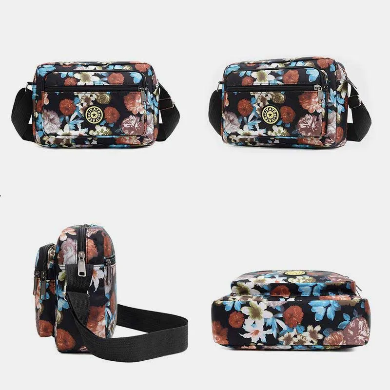 Large Capacity Printing Waterproof Nylon Shoulder Bag Crossbody Bag