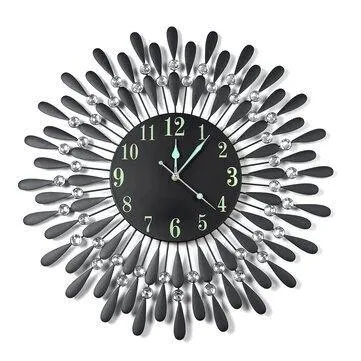 Large Modern Iron Art 3D Crystal Wall Clock