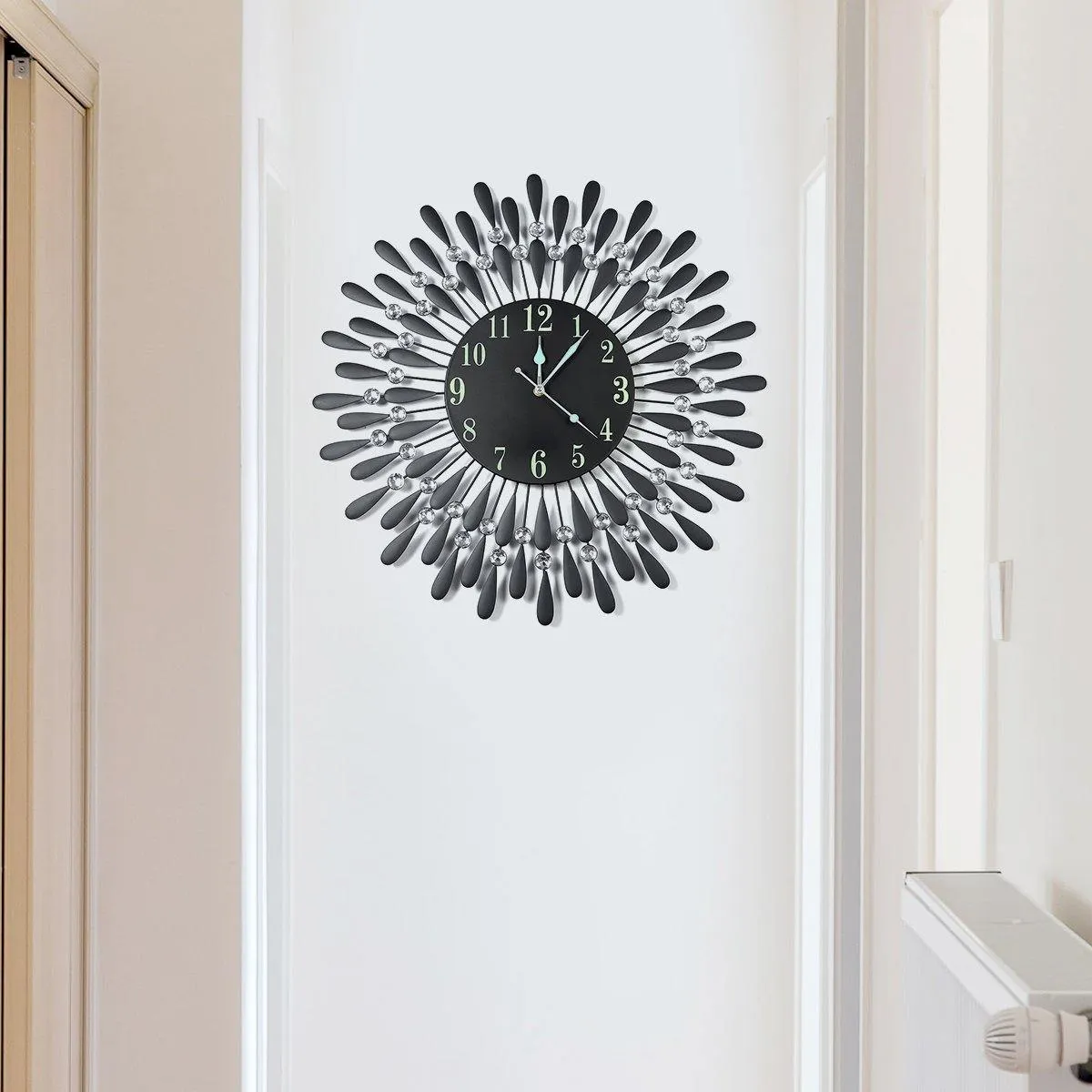 Large Modern Iron Art 3D Crystal Wall Clock
